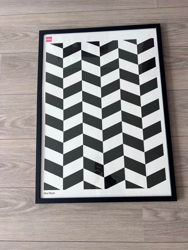 Hema fotolijst zwart 50x70, Ophalen, Zo goed als nieuw, Kunststof, 50 tot 75 cm