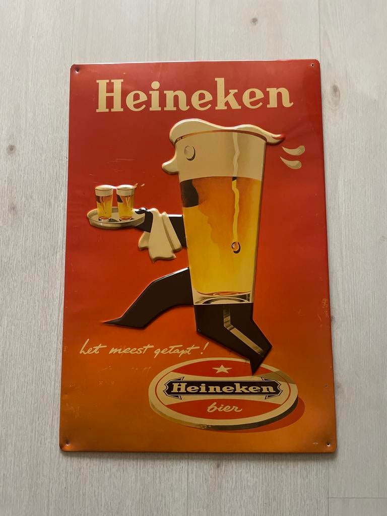 Heineken Reclamebord - Vintage Look, Verzamelen, Merken en Reclamevoorwerpen, Ophalen of Verzenden, Gebruikt, Reclamebord