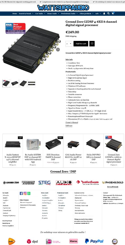 Ground Zero GZDSP 4-8XII 8 kanaals digital signal processor, Nieuw, Ophalen of Verzenden, Erlenweg 25, 85658 Egmating, Germany.