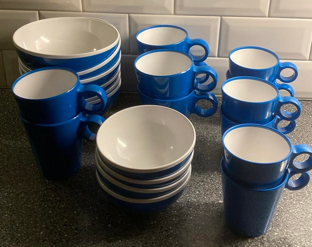 Mepal servies Flow blauw zgan campingservies, Caravans en Kamperen, Kampeeraccessoires, Ophalen of Verzenden, Zo goed als nieuw