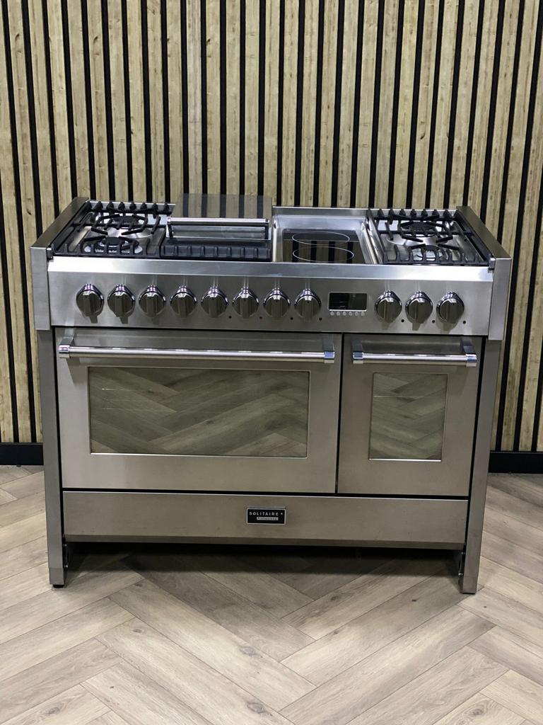 Luxe Fornuis Solitaire 120cm gas/keramisch + Dubbele oven!