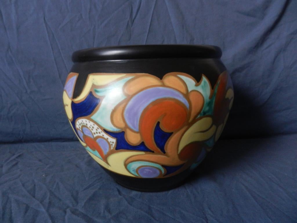 Cachepot Gouds decor ESKAF O.L.A. 1928-1934 model 270 h 22,2, Antiek en Kunst, Ophalen of Verzenden