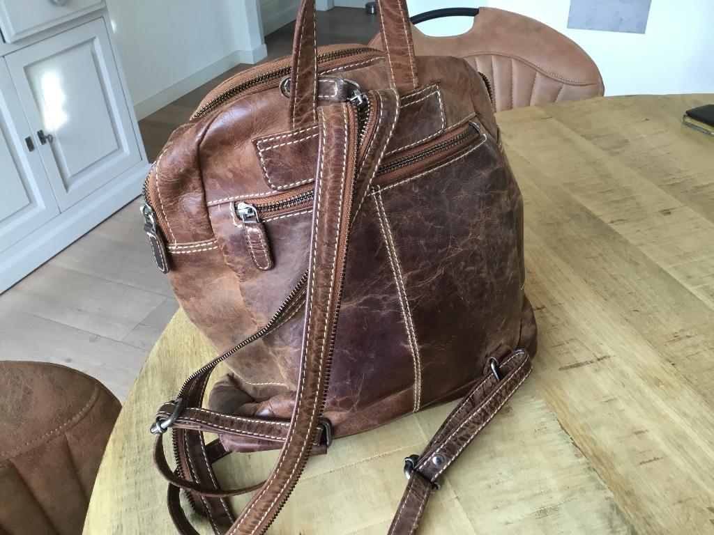 Arrigo buffel lederen rugtas bruin, Overige merken, Verzenden, 25 tot 40 cm, Zo goed als nieuw