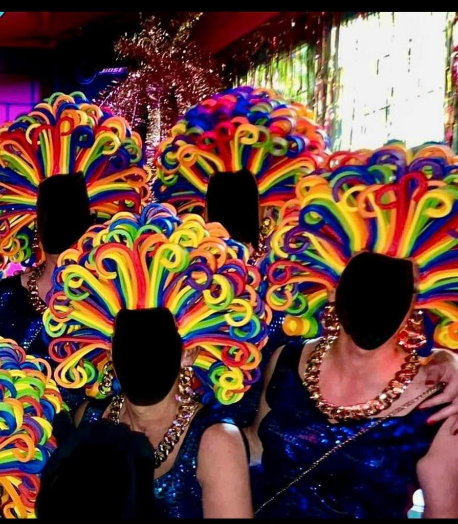 kleurrijke foompruik, 2stuks/sets perfect voor carnaval, Ophalen of Verzenden, Zo goed als nieuw, Carnaval