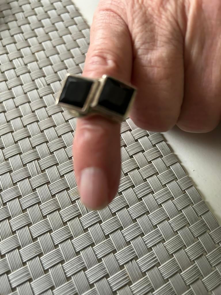 Zilver met zwarte stenen prijs 25 euro, Ophalen of Verzenden, Zo goed als nieuw, Zilver, Dame