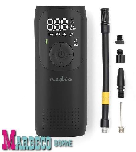 Oplaadbare Luchtcompressor, Mobiele Luchtdruk 0.1 - 10.3 Bar, Nedis, 6 tot 10 bar, Nieuw, Minder dan 200 liter/min