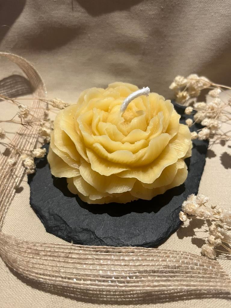 Handgemaakte pioenrooskaars 100% bijenwas, Ophalen of Verzenden, Nieuw, Overige materialen, Minder dan 25 cm