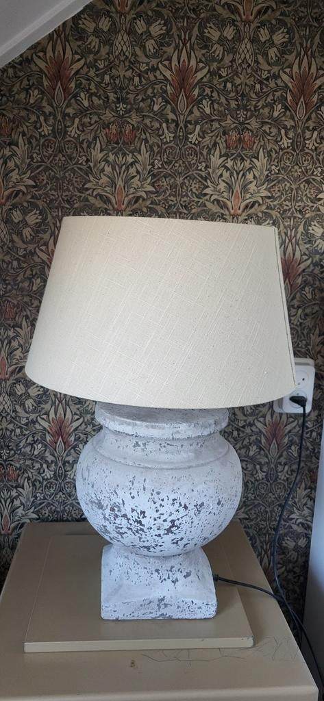 Stalamp met kap in krijtlook, Grijs, Rond, Ophalen of Verzenden, Zo goed als nieuw