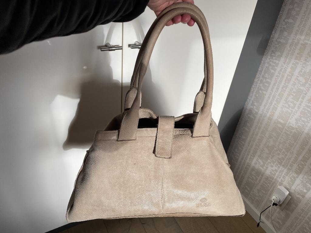 Tas Fred de la Bretoniere, Ophalen of Verzenden, Gebruikt, Beige, Handtas