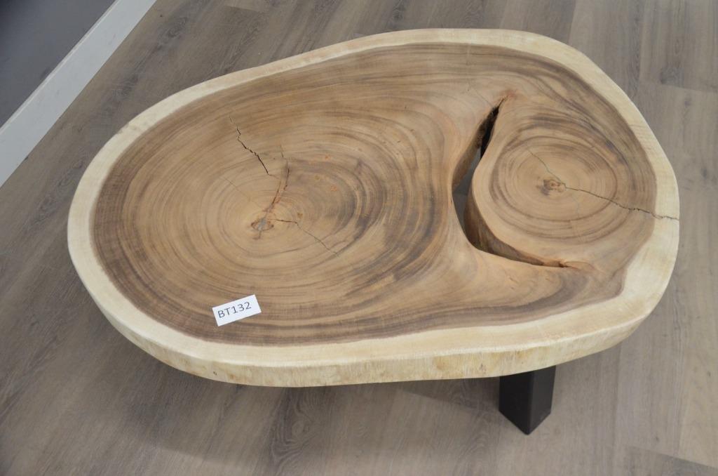 Ronde suar salontafel - 82 - 110cm -BT132, Ophalen of Verzenden, Nieuw, Rond, Overige houtsoorten