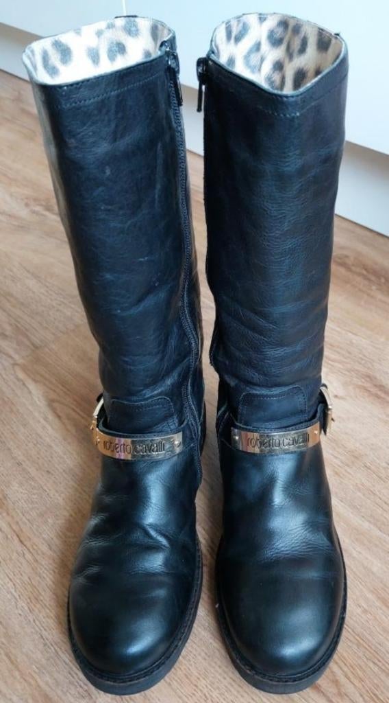 Winterlaarzen Roberto Cavalli mt 37, Hoge laarzen, Zwart, Ophalen of Verzenden, Zo goed als nieuw