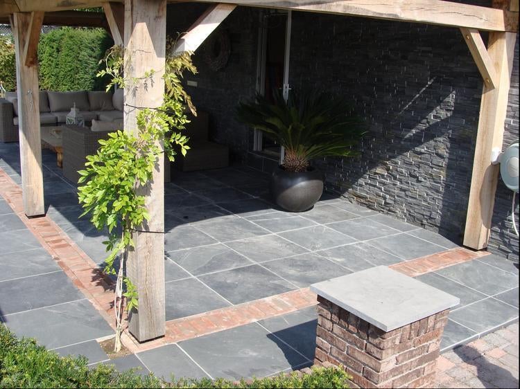 tuin / terrastegels Mustang Leisteen Black Slate 60x60 cm, Ophalen of Verzenden, Nieuw, Natuursteen, Terrastegels
