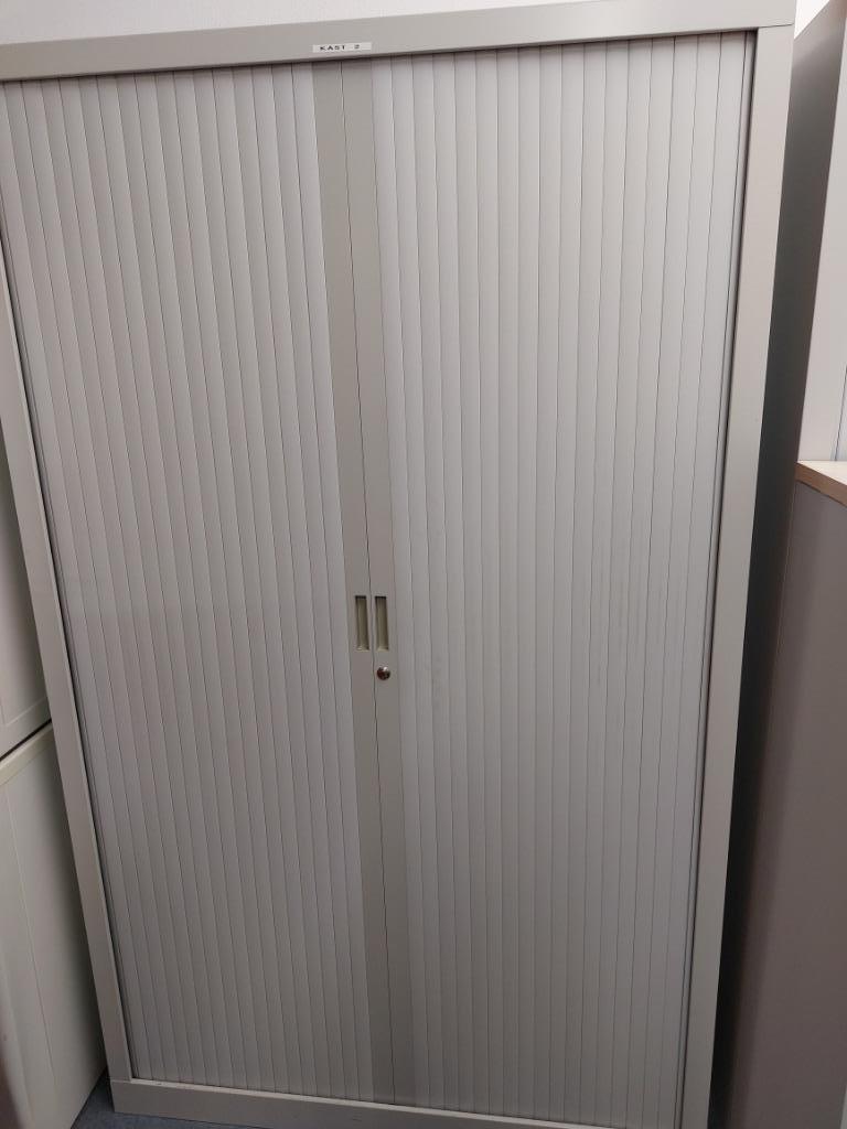 Archiefkast, roldeurkast, jaloeziekast, staal + lamellen, Gebruikt, 100 tot 150 cm, Meerdere deuren, Ophalen of Verzenden