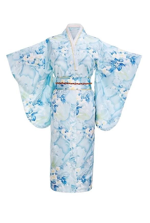 Blauwe kimono traditionele (japanse yukata met bloem), Kleding | Dames, Overige Dameskleding, Nieuw, Verzenden