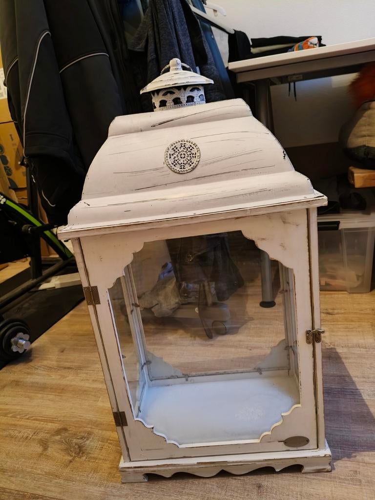 Groot windlicht Riverdale, Huis en Inrichting, Woonaccessoires | Kandelaars en Kaarsen, Ophalen, Wit, Zo goed als nieuw, 75 cm of meer