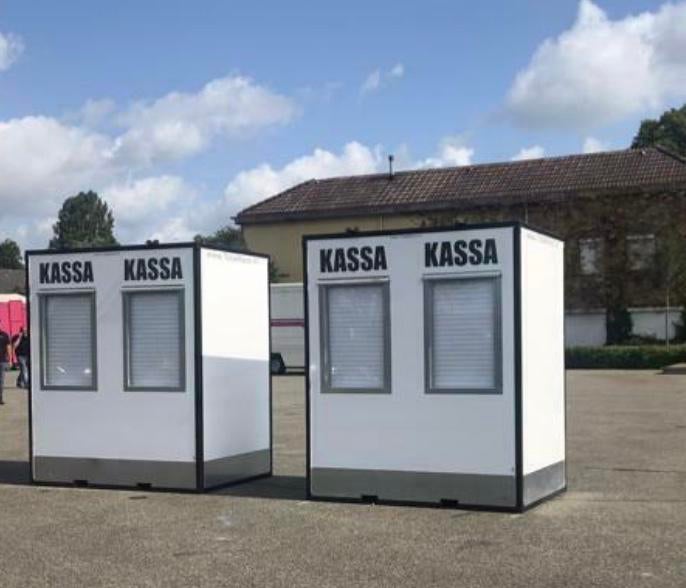 Te huur kassawagen kassaunit 2 pers afsluitbaar, Hobby en Vrije tijd, Feestartikelen | Verhuur, Ophalen of Verzenden, Zo goed als nieuw