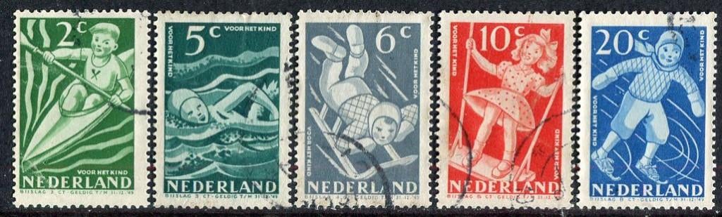 Nederland NVPH nrs. 508 - 512, Kinderzegels 1948, Verzenden, Na 1940, Gestempeld