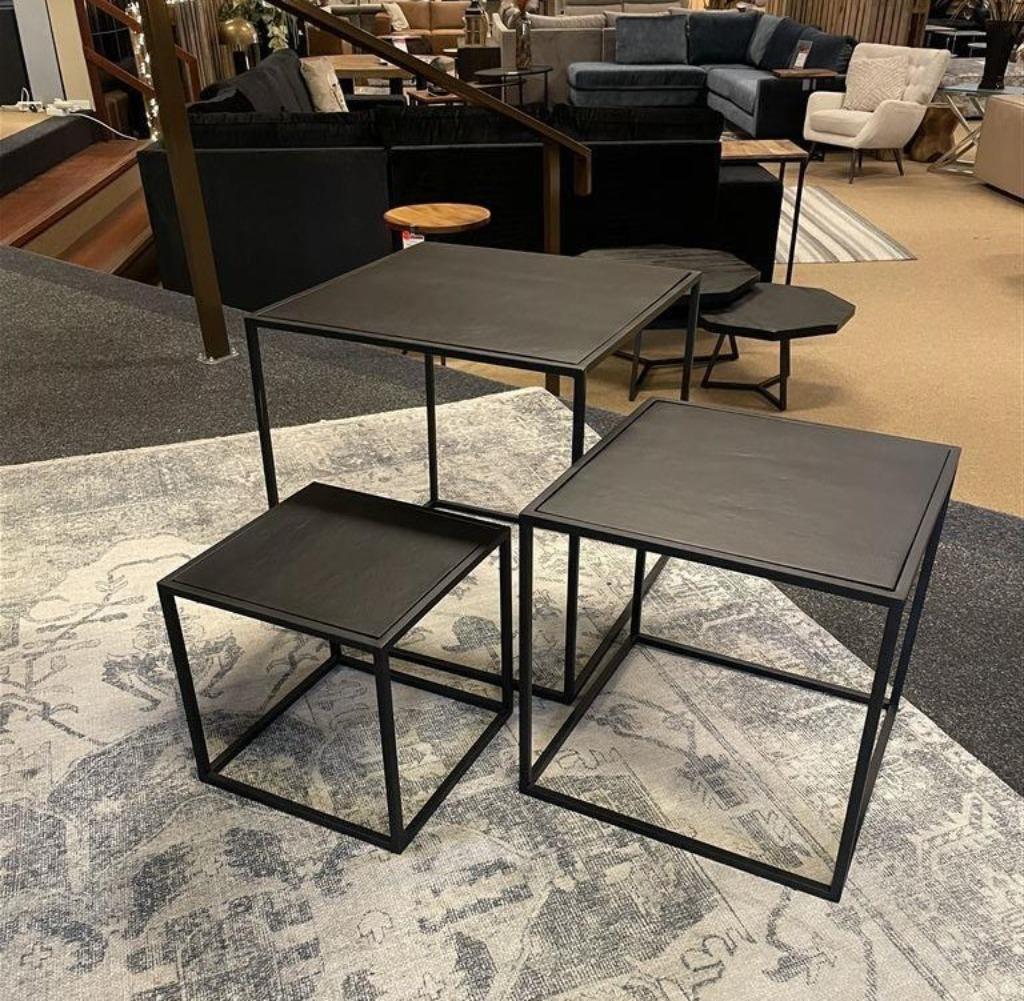 Bijzettafel Peking 3- delig zwart Direct/leverbaar E-1834