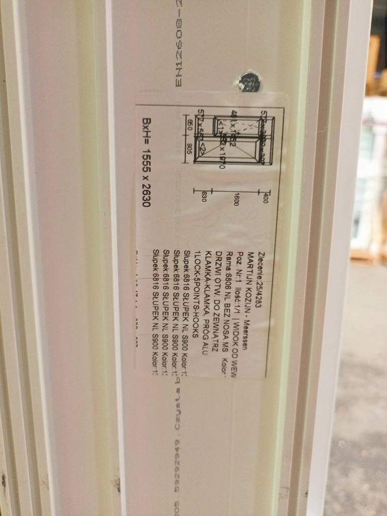 Kunststof Buitendeur volglas  b155,5 x h263 cm -2370-, Niet ingevuld, Kunststof, Niet ingevuld, Nieuw