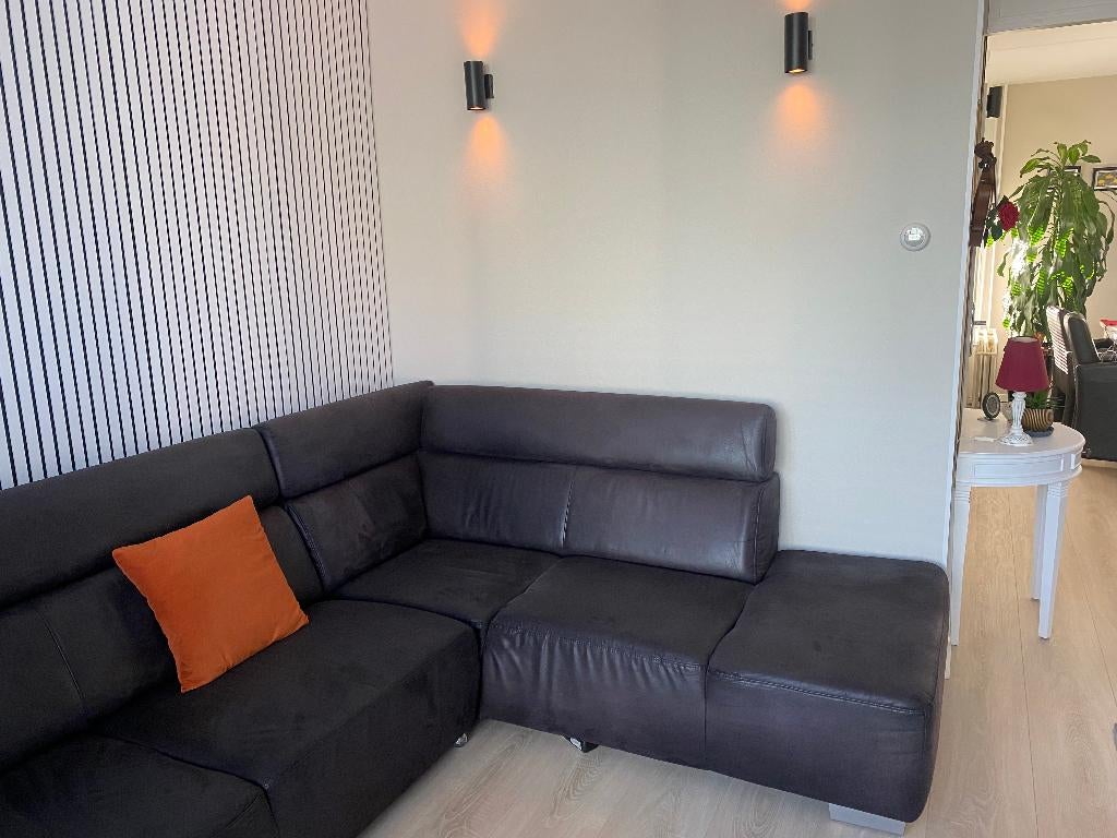 Hoekbank, zwart, Huis en Inrichting, Banken | Bankstellen, Ophalen, 250 tot 300 cm, Gebruikt, Hoekbank