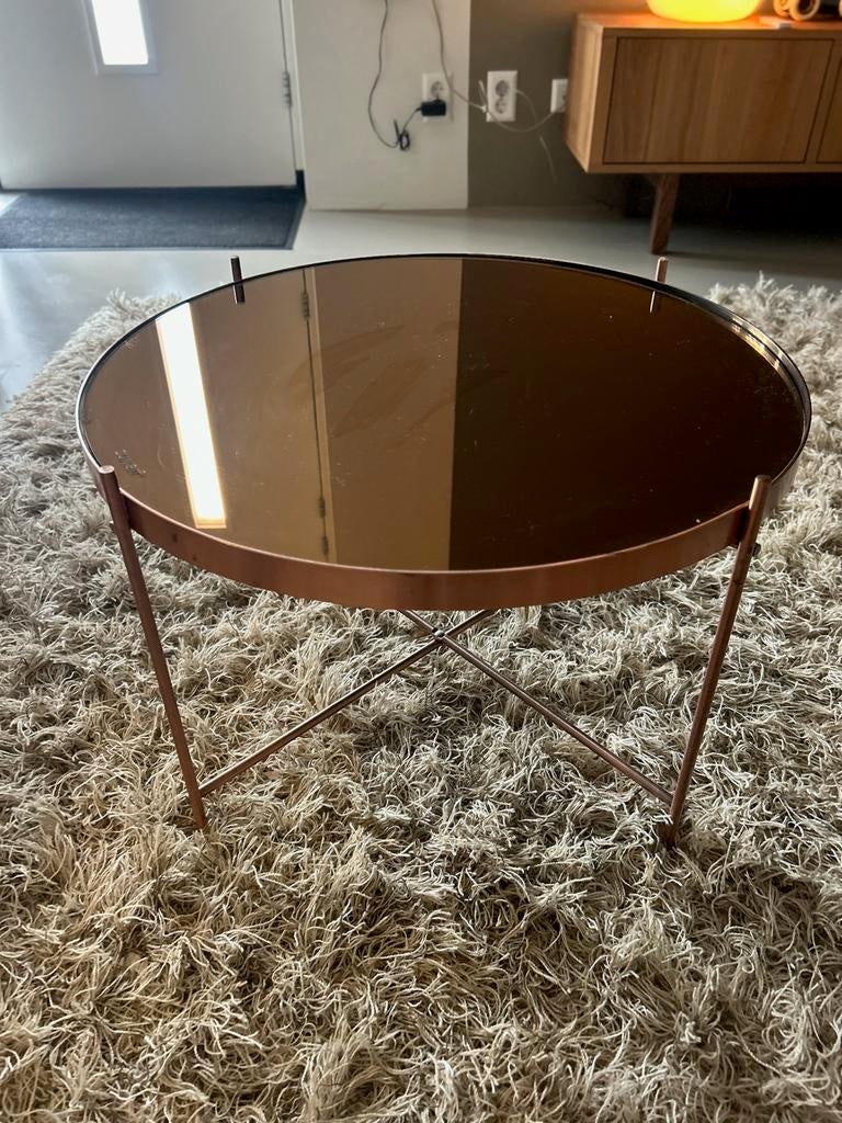 Zuiver Cupid L Salontafel / Bijzettafel - Koperkleurig Rond, Ophalen, Gebruikt, Rond, 50 tot 100 cm