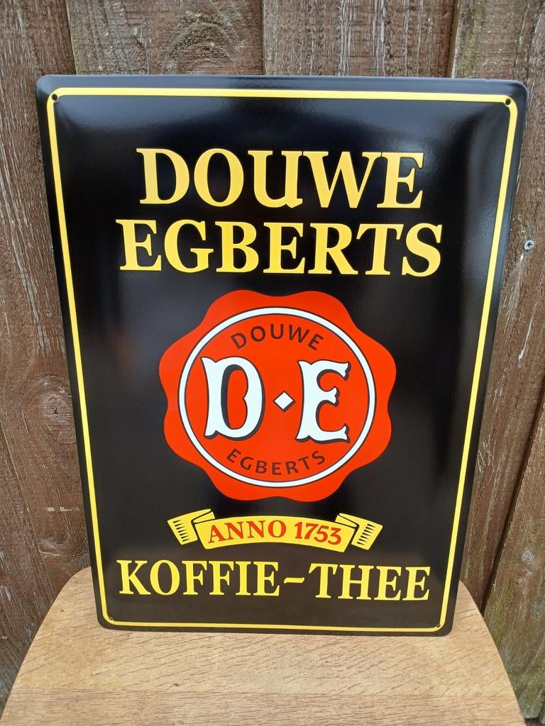 Douwe Egberts Emaille Reclamebord Koffie Thee Anno 1753, Ophalen of Verzenden