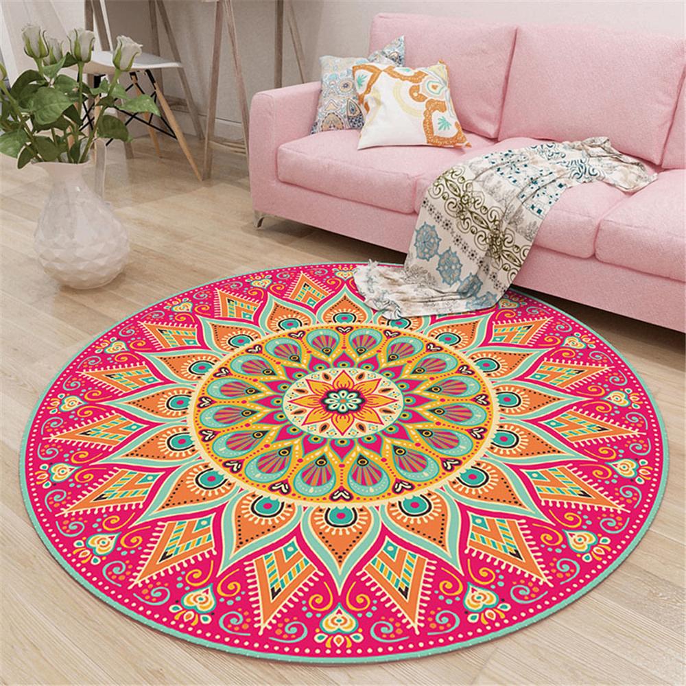 Roze Mandala Rond Vloerkleed / Tapijt Mat Boeddhisme Yoga, Verzenden, Rond, Nieuw, 100 tot 150 cm