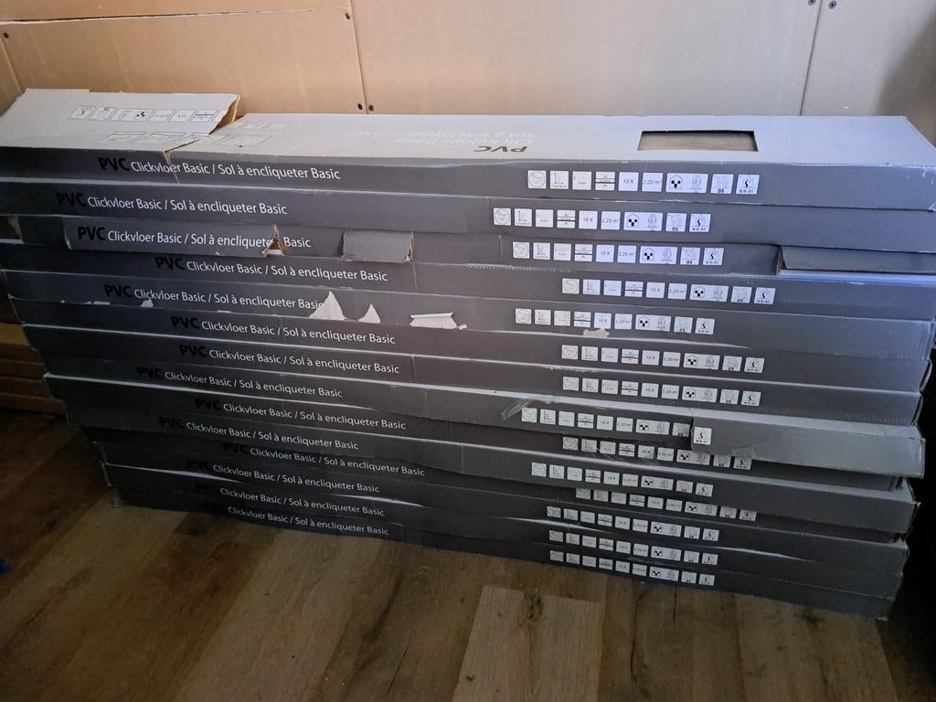 Nieuw PVC Kliklaminaat - 25m² in 14 Pakken, Ophalen, Kunststof, 50 tot 150 cm, Nieuw