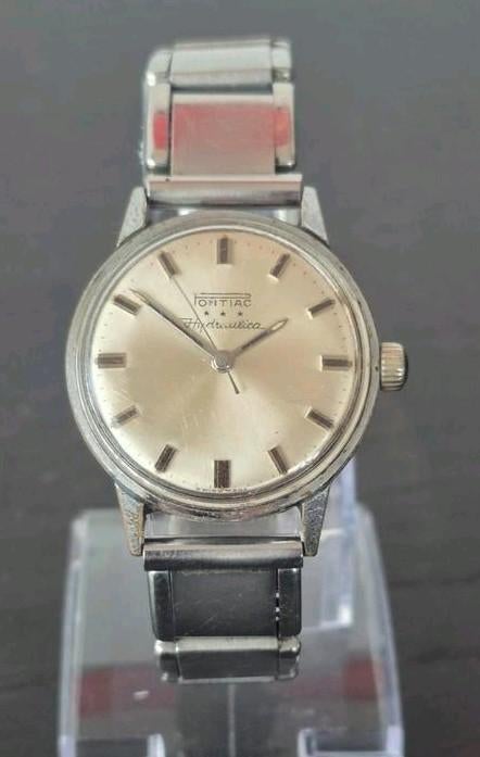 Pontiac  drie sterren Hydraulica horloge, Ophalen of Verzenden, Staal, Overige merken, 1960 of later