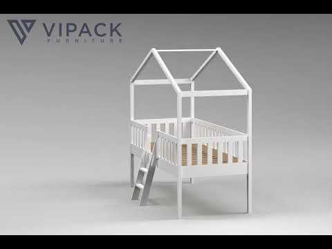 Dallas huisbed met ladder - 90x200 - Wit, Niet ingevuld, Niet ingevuld, Niet ingevuld