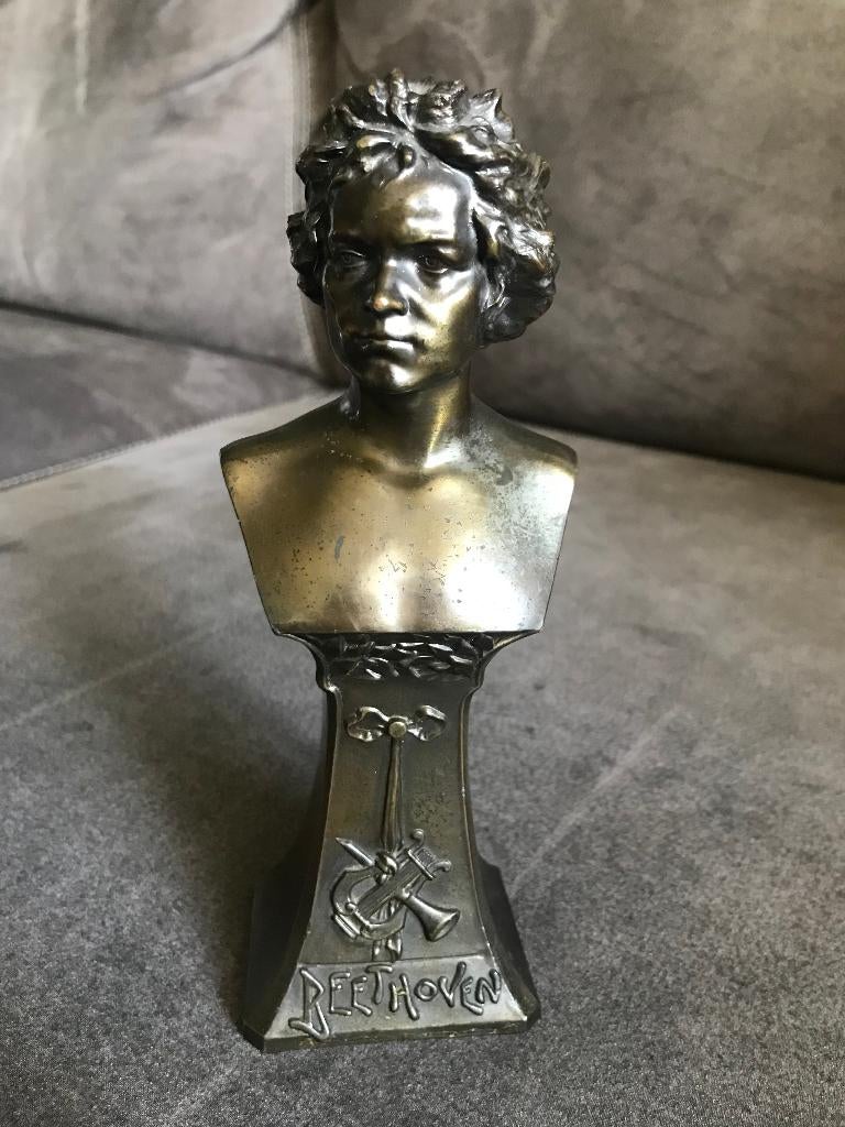 Bronzen Beeldje Ludwig van Beethoven Antiek., Antiek en Kunst, Antiek | Koper en Brons, Ophalen of Verzenden, Brons
