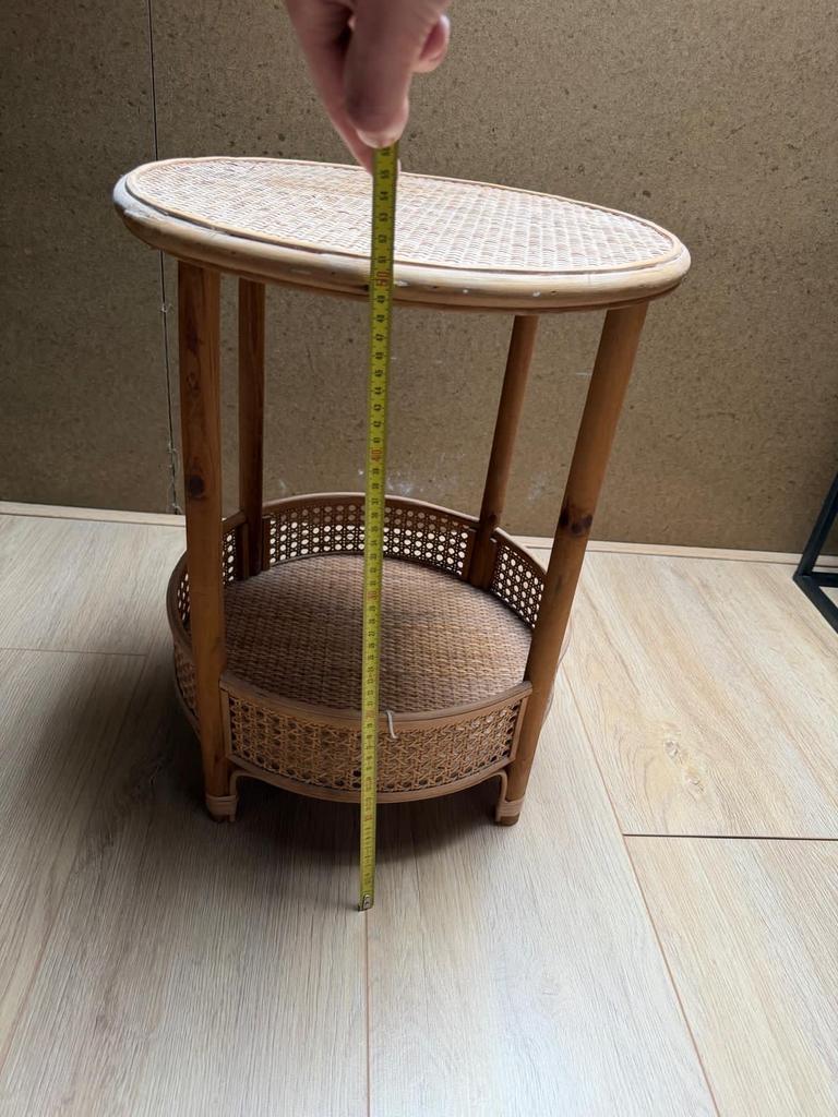 Rotan bijzettafel - Vintage look, Overige materialen, Minder dan 55 cm, Rond, Zo goed als nieuw