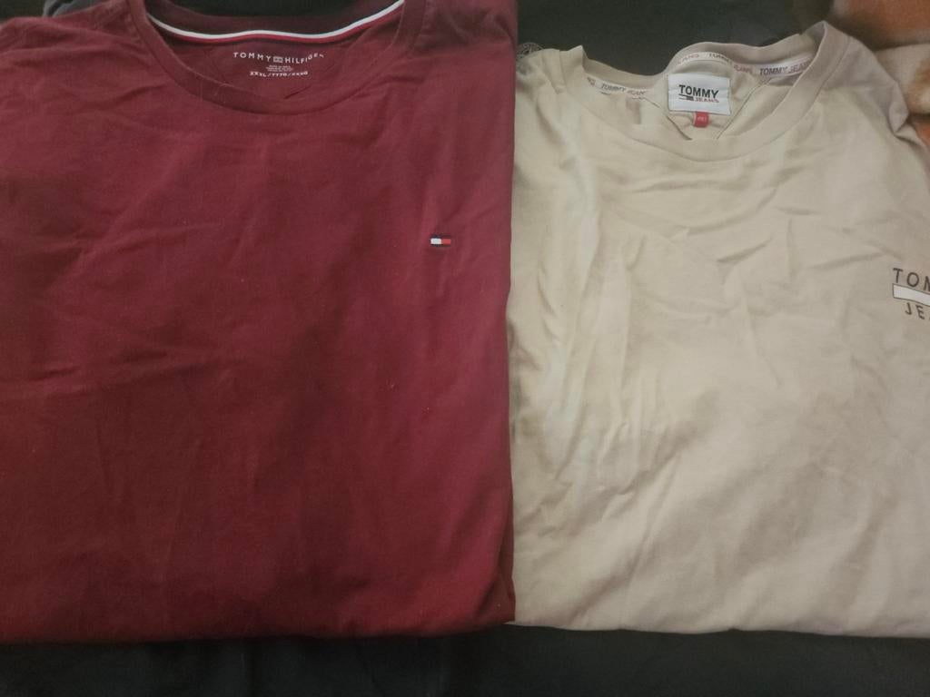 2xtommy hilfiger*3xlt/4xlt*bordeax&beige*ruimvallend*1 koop, Kleding | Heren, T-shirts, Zo goed als nieuw, Overige maten, Ophalen