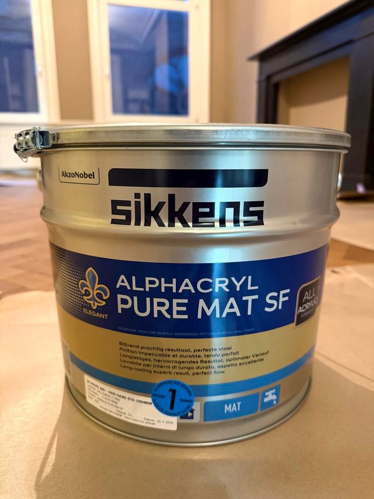 Sikkens Alphacryl Pure Mat SF S2010 R90B Lichtblauw 10L verf, Ophalen, Blauw, Nieuw, Verf