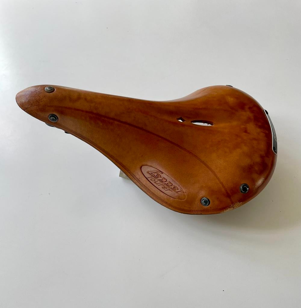Leren Lepper tourer zadel cognac bruin, Fietsen en Brommers, Fietsaccessoires | Overige Fietsaccessoires, Ophalen of Verzenden