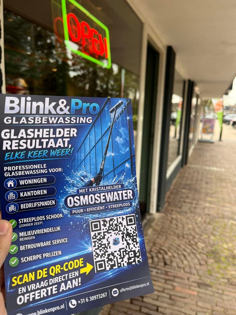 Blink&Pro Glazenwasser, Schoonmaken bedrijfsruimte