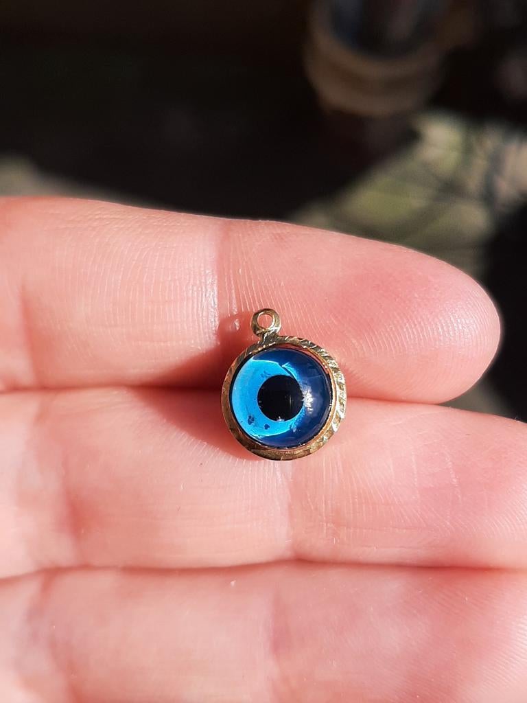 Boze Oog 9 Karaat Gouden Bedel, Sieraden, Tassen en Uiterlijk, Verzenden, Zo goed als nieuw