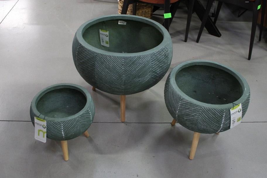 Ronde bloempotten plantenschaal olijfgroen visgraat terras, Ophalen, Overige materialen, 40 cm of meer, Rond