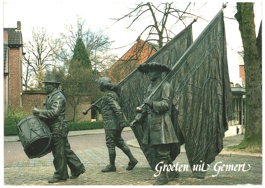 993134 Gemert De Rooi en de Grûn skut, zegel Elfstedentocht, Ophalen of Verzenden, 1980 tot heden, Gelopen, Noord-Brabant