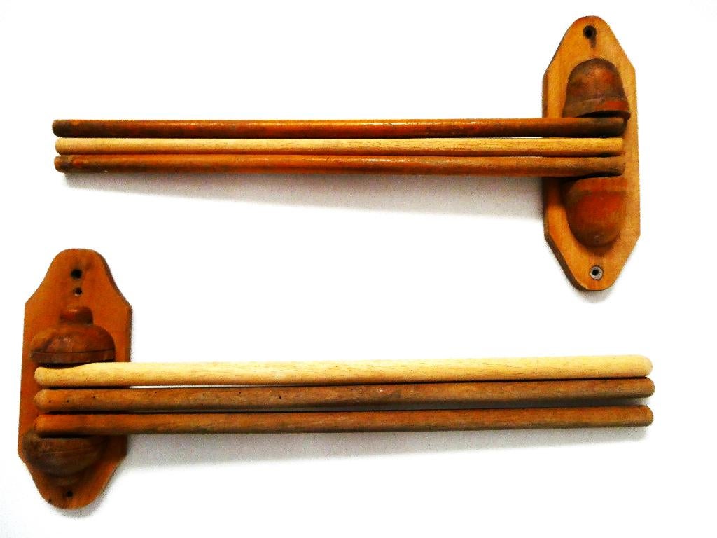 Twee vintage houten handdoekenrekken, Antiek en Kunst, Ophalen of Verzenden