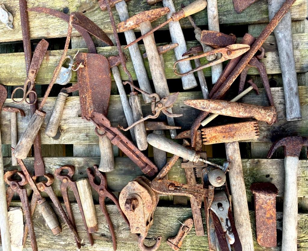 Diversen oud gereedschap en metaalwerk voor restauratie, Antiek en Kunst, Ophalen
