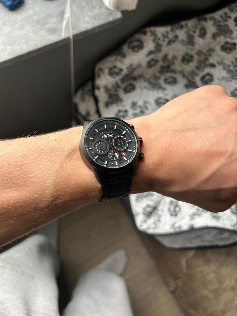 Rotorcraft horloge zwart met lichte krasjes, Overige merken, Gebruikt, Staal, Polshorloge