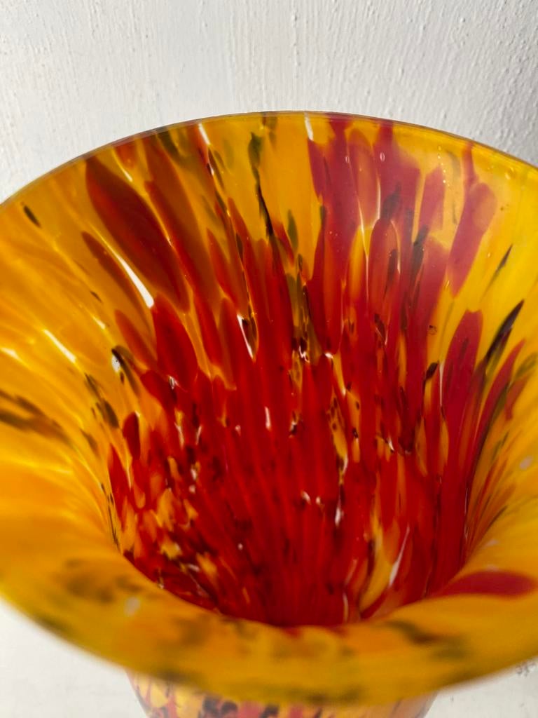 Bohemian Spatter vaas , Art Deco jaren 30 Kralik, Ophalen of Verzenden