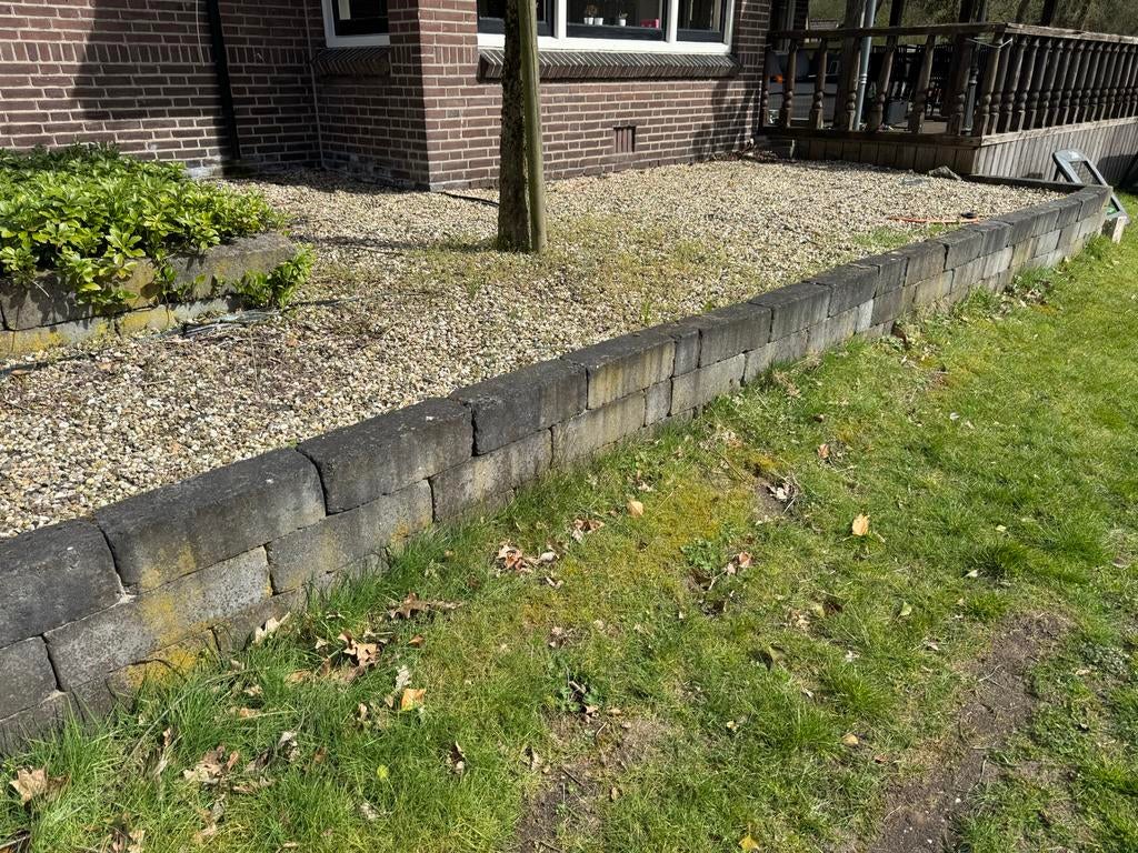 Betonnen borderblokken 33m1 , 3 hoog, 100 meter, Ophalen, Gebruikt, Minder dan 25 cm, Border