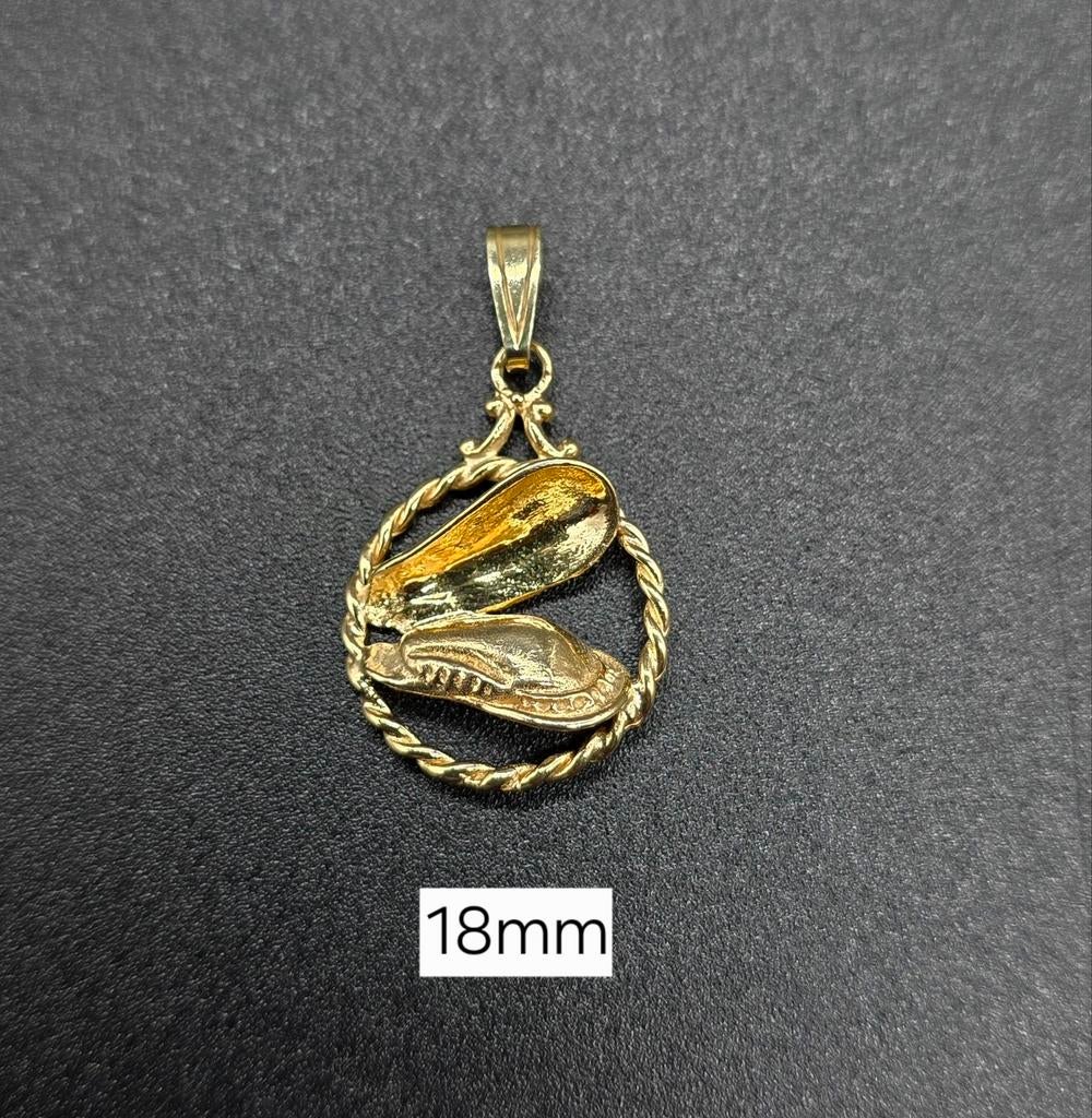 Gouden 14k mossel hanger., Sieraden, Tassen en Uiterlijk, Kettinghangers, Ophalen of Verzenden, Zo goed als nieuw, Goud, Goud