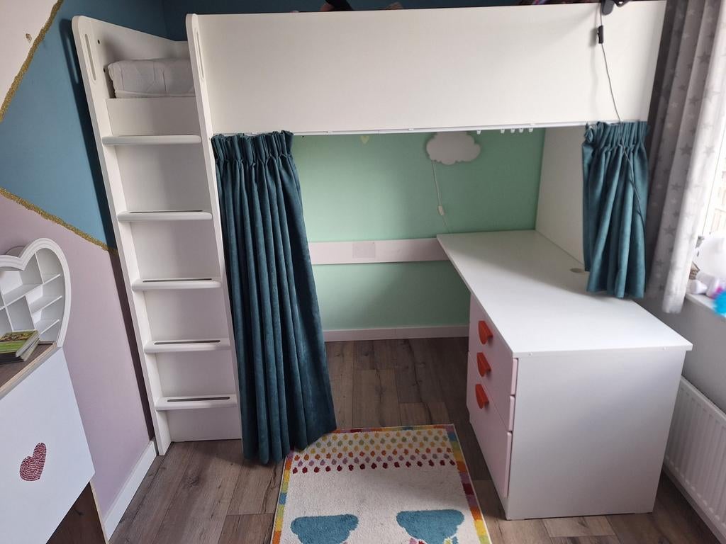 Ikea smastad hoogslaper met bureau met lades en kast, Ophalen, Gebruikt, Hoogslaper