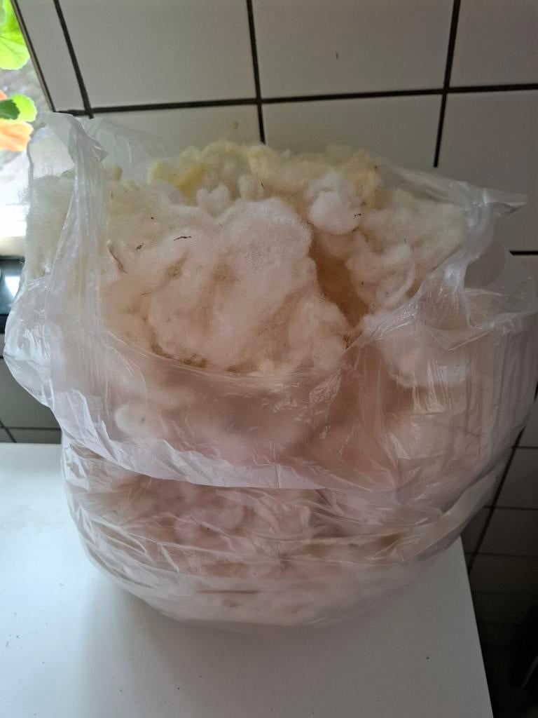 Schapenwol gewassen wit, zak  250gr, Ophalen of Verzenden, Nieuw, Spinwol