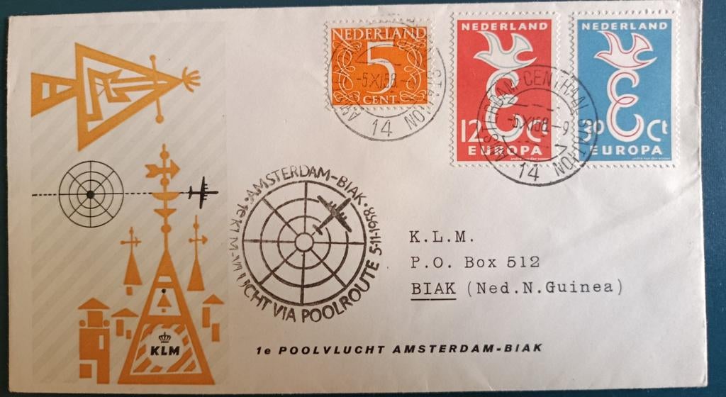 1e POOL vlucht KLM 1958, Ophalen of Verzenden, Beschreven, Nederland