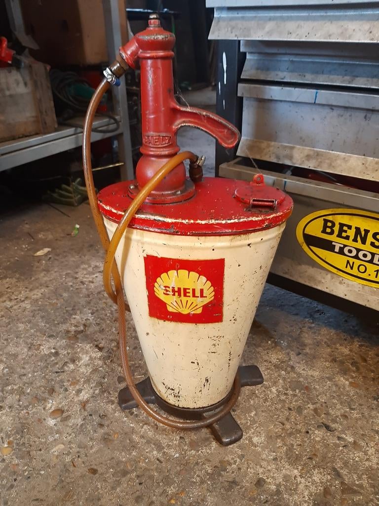 Zeldzame Vintage Shell Pernis Motoroliepomp - 30 Liter, Ophalen of Verzenden