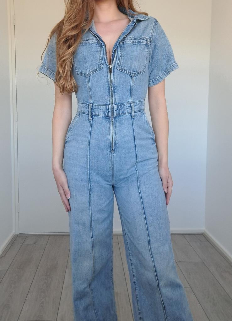 Zara Jumpsuit Spijkerstof Denim Maat S, Kleding | Dames, Jumpsuits, Blauw, Zara, Ophalen of Verzenden, Zo goed als nieuw
